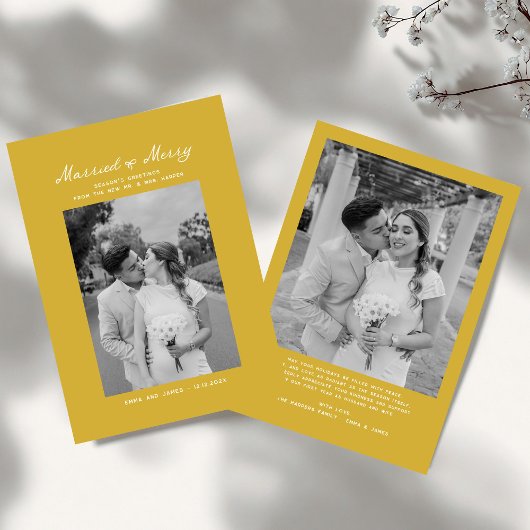 Getrouwd en vrolijk boog foto kerst Passen getrouw Feestdagenkaart