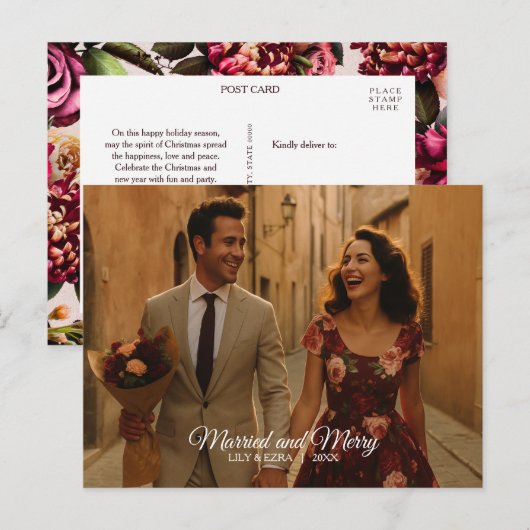 Getrouwd en vrolijk Briefkaart (Voorkant / Achterkant)