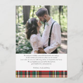 Getrouwd en Vrolijk Bruiloft Foto's Roos Goud Folie Feestdagenkaart (Achterkant)