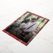 Getrouwd en Vrolijk Bruiloft Foto's Roos Goud Folie Feestdagenkaart (Gedraaid)