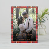 Getrouwd en Vrolijk Bruiloft Foto's Roos Goud Folie Feestdagenkaart (Staand Voorkant)