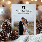 Getrouwd en vrolijk | Chic Coquette Bow met Foto Feestdagenkaart