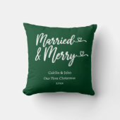 Getrouwd en vrolijk eerste kerst Nieuwgetrouwd Gro Kussen (Voorkant)
