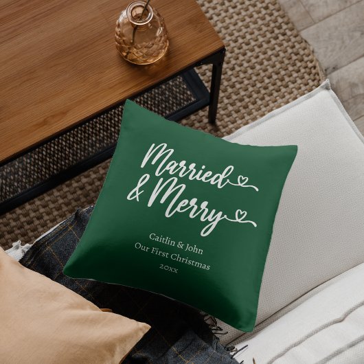 Getrouwd en vrolijk eerste kerst Nieuwgetrouwd Gro Kussen