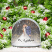 Getrouwd en Vrolijk Eerste Kerstfoto's Custom Sneeuwbol (Kerstmis)