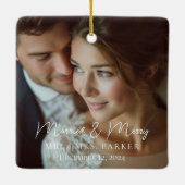 Getrouwd en vrolijk! Elegant, eenvoudig, foto Keramisch Ornament (Achterkant)