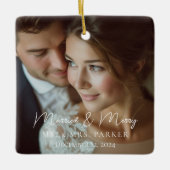 Getrouwd en vrolijk! Elegant, eenvoudig, foto Keramisch Ornament (Voorkant)