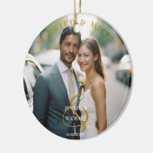 Getrouwd en vrolijk! Elegant, eenvoudig, foto Keramisch Ornament (Links)