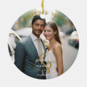 Getrouwd en vrolijk! Elegant, eenvoudig, foto Keramisch Ornament (Achterkant)