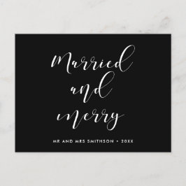 Getrouwd en Vrolijk elegant Kersthuwelijk Briefkaart