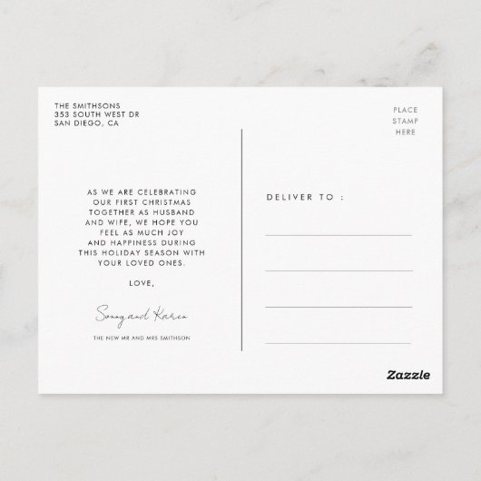 Getrouwd en Vrolijk elegant Kersthuwelijk Briefkaart (Achterkant)