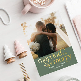 Getrouwd en vrolijk folie Nieuwgetrouwd foto vakan Folie Feestdagenkaart