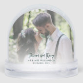 Getrouwd en vrolijk Foto Onze eerste Kerst Custom Sneeuwbol (Achterkant)