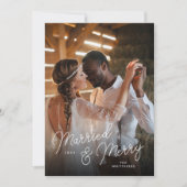 Getrouwd en Vrolijk Foto Overlay Feestdagenkaart (Voorkant)