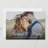 Getrouwd en Vrolijk Foto Overlay Feestdagenkaart (Voorkant)