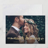 Getrouwd en vrolijk | Gouden Kerstscript Foto Feestdagenkaart (Voorkant / Achterkant)