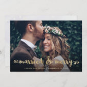 Getrouwd en vrolijk | Gouden Kerstscriptiefoto Feestdagenkaart (Voorkant / Achterkant)