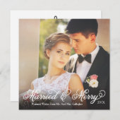 Getrouwd en vrolijk Gradient Square Holiday Kaart (Voorkant / Achterkant)