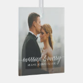 Getrouwd en Vrolijk Huwelijk Foto Eerste Kerstmis Glas Ornament (Voorkant Rechts)