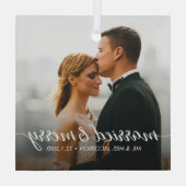 Getrouwd en Vrolijk Huwelijk Foto Eerste Kerstmis Glas Ornament (Achterkant)