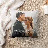 Getrouwd en Vrolijk Huwelijk Foto Eerste Kerstmis Kussen (Deken)