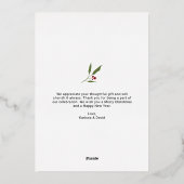 Getrouwd en vrolijk Huwelijksfoto Bedankt Folie Feestdagenkaart (Achterkant)