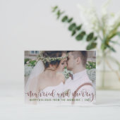 Getrouwd en vrolijk kalligrafie | Pas getrouwd Fot Feestdagenkaart (Staand voorkant)