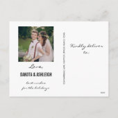 Getrouwd en vrolijk kalligrafie | Pas getrouwd Fot Feestdagenkaart (Achterkant)