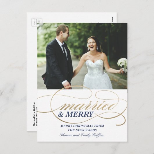 Getrouwd en vrolijk | kerst-Briefkaart Feestdagenkaart (Voorkant / Achterkant)