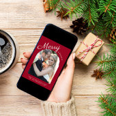 Getrouwd en Vrolijk Kerstfeest Arch Foto Rood Feestdagenkaart