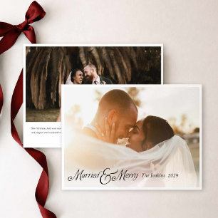 Getrouwd en vrolijk kerstkaart voor pasgetrouwden save the date