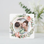 Getrouwd en vrolijk kerstkrans feestdagenkaart (Staand voorkant)