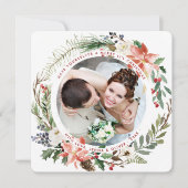 Getrouwd en vrolijk kerstkrans feestdagenkaart (Voorkant)