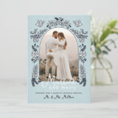 Getrouwd en Vrolijk Kerstmis Bruiloft Foto Arch Feestdagenkaart (Staand voorkant)