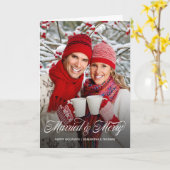 Getrouwd en vrolijk kerstvakantie fotokaart kaart (Gele Bloem)