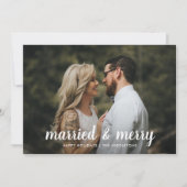 Getrouwd en vrolijk | Minimale eerste kerstfoto Feestdagenkaart (Voorkant)