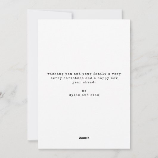 Getrouwd en vrolijk | Minimalistische kerstfoto Feestdagenkaart (Achterkant)