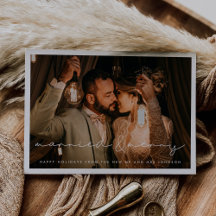 Getrouwd en vrolijk minimalistische kerstkaart