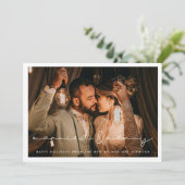 Getrouwd en vrolijk minimalistische kerstkaart kaart (Staand voorkant)