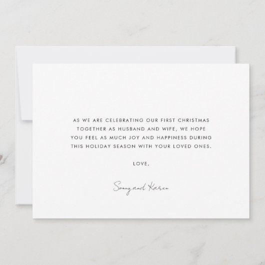 Getrouwd en vrolijk minimalistische kerstkaart kaart (Achterkant)