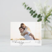 Getrouwd en Vrolijk Modern Script Foto Vakantie Briefkaart (Staand voorkant)