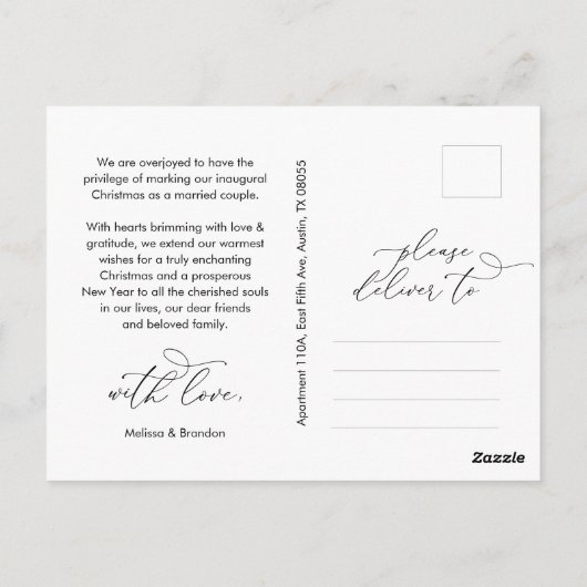 Getrouwd en Vrolijk Modern Script Foto Vakantie Briefkaart (Achterkant)