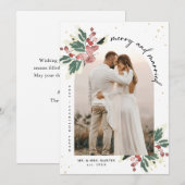 Getrouwd en vrolijk moderne kerstfoto-boog feestdagenkaart (Voorkant / Achterkant)