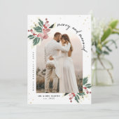 Getrouwd en vrolijk moderne kerstfoto-boog feestdagenkaart (Staand voorkant)