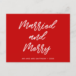 Getrouwd en vrolijk moderne typografie Kerstmis Briefkaart