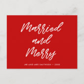 Getrouwd en vrolijk moderne typografie Kerstmis Briefkaart (Voorkant)