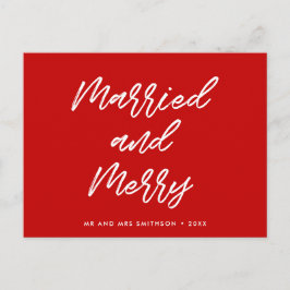 Getrouwd en vrolijk moderne typografie Kerstmis Briefkaart