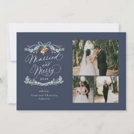 Getrouwd en vrolijk Multiphoto Eerste Kerst Kaart