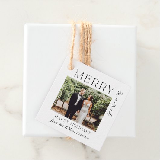 Getrouwd en vrolijk Nieuw getrouwd stel Mijnheer & Bedankjes Labels (In situ)