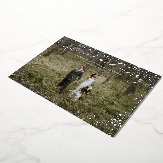 Getrouwd en vrolijk Pas getrouwd bruiloft Folie Feestdagenkaart (Gedraaid)